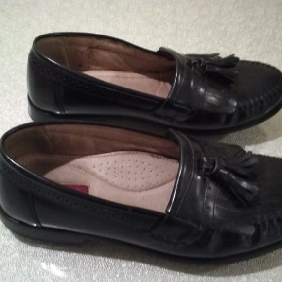 G.H. Bass Men Black Moc-Toe Tassel Slip-On Leather Loafers Sz. 11 Nice Pre-Owned main image 6